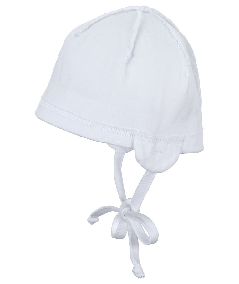 Trikotažinė vaikiška kepuryė su raišteliais Skaisti balta 500 2