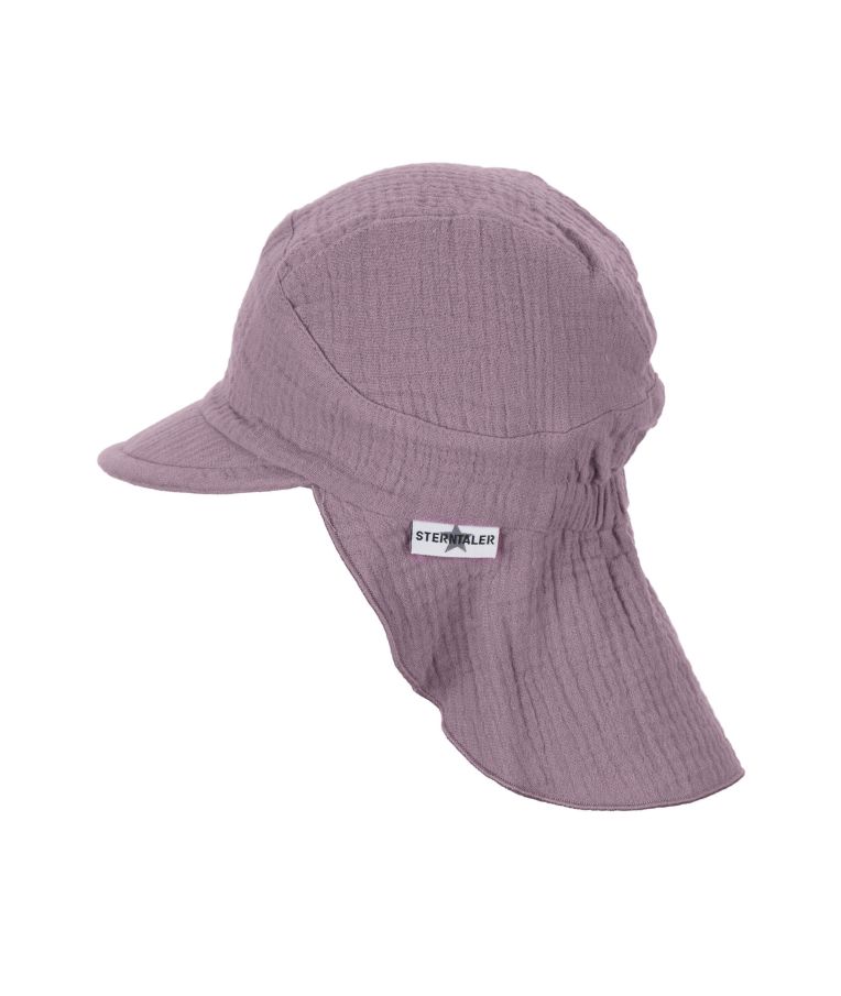 Vaikiška kepurė su kaklo apsauga, muslino medžiaga Švelniai violetinė 600 2