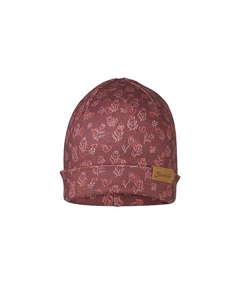 Beanie kepurė vaikams Gėlės ir &scaron;irdys Bly&scaron;ki bordo 799 3