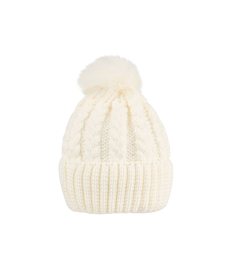 Megzta vaikiška beanie kepurė su bumbulu Balta 908 4