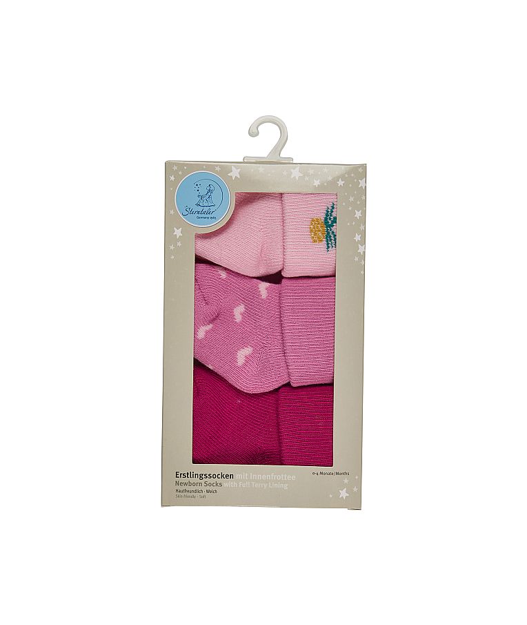 Frotinės kojinės kūdikiams dovanų dėžutėje Ananasas, 3 poros (0-4 mėn.) Lelijų rausva 724 6