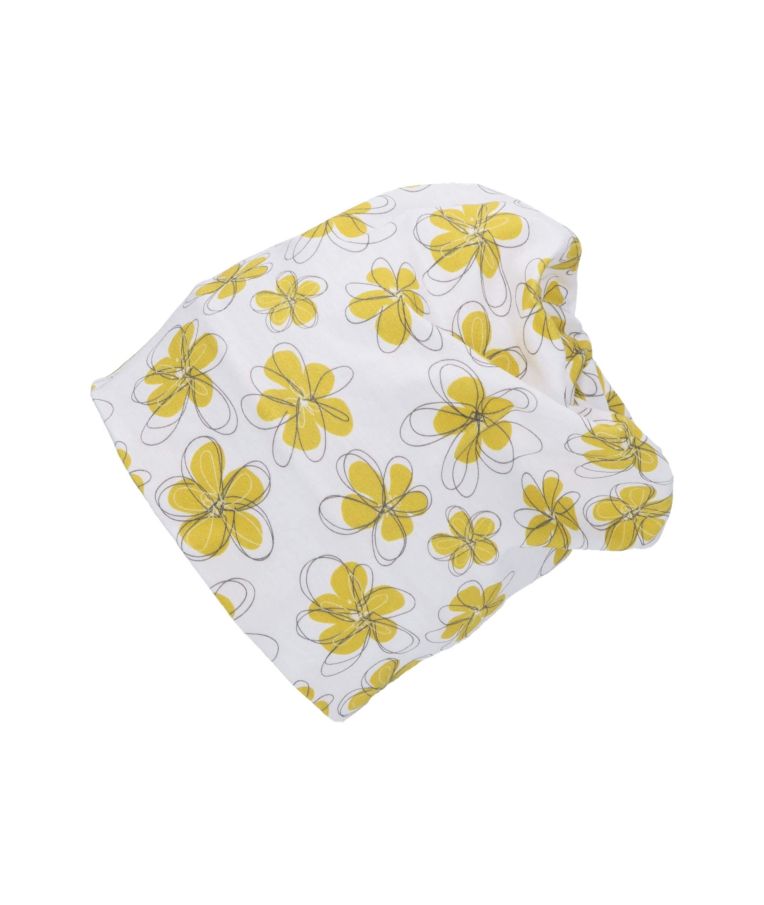 Vienguba vaikiška trikotažinė kepurė Geltonos gėlės Skaisti balta 500 1