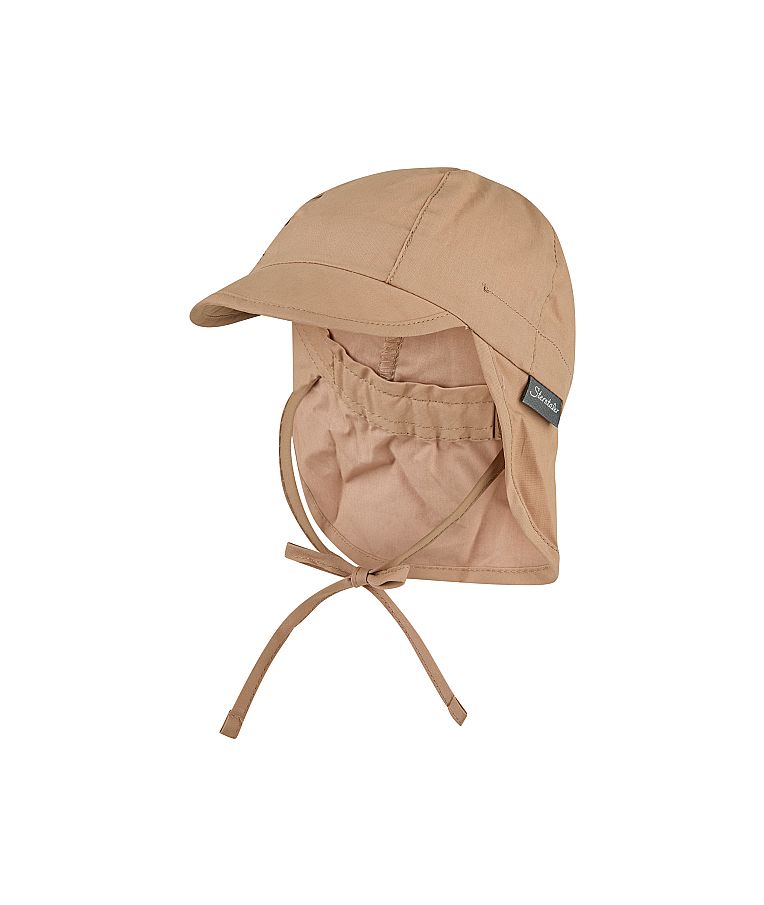 Vasarinė kepurė vaikams su mini kaklo apsauga ir rai&scaron;teliais One color Pilk&scaron;vai smėlinė 931 1