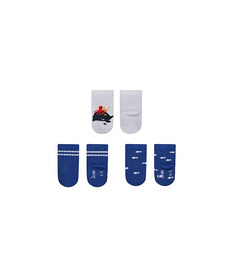 Medvilninės kojinės kūdikiams Žuvys, 3 poros (14-18 dydžiai) Skaisti balta 500 2