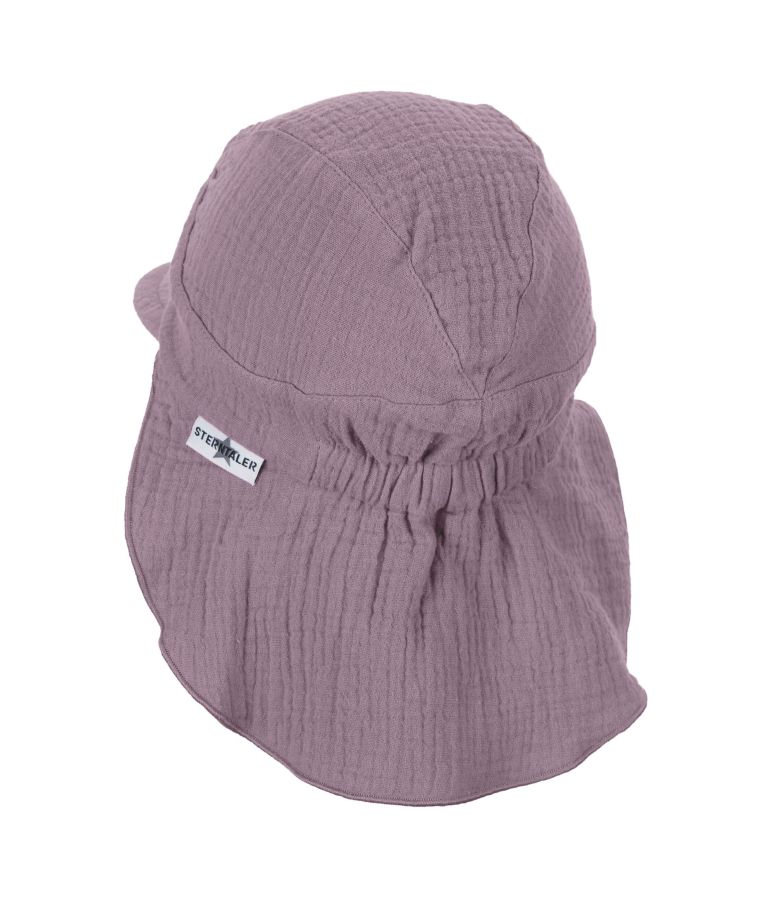 Vaikiška kepurė su kaklo apsauga, muslino medžiaga Švelniai violetinė 600 3