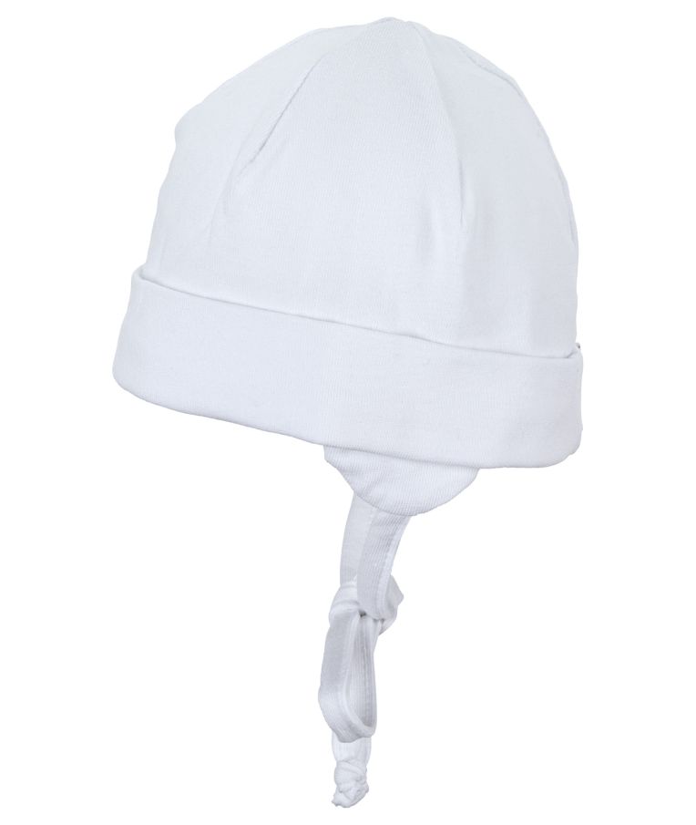 Trikotažinė vaikiška kepuryė su raišteliais Skaisti balta 500 3