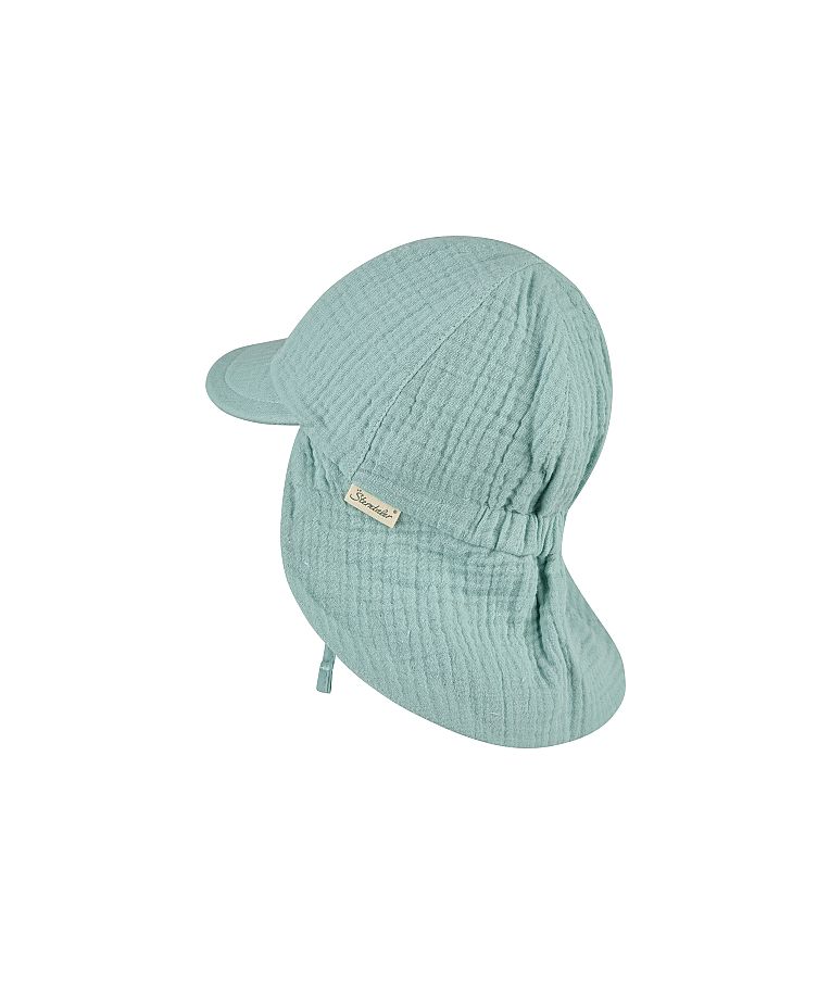 Vienspalvė vaiki&scaron;ka kepurė su kaklo apsauga nuo saulės Pastelinė turkio melsva 400 2