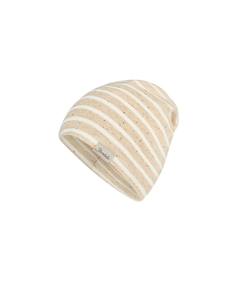 Vaiki&scaron;ka kepurė beanie Juostelės Pilk&scaron;vai smėlinė 931 1