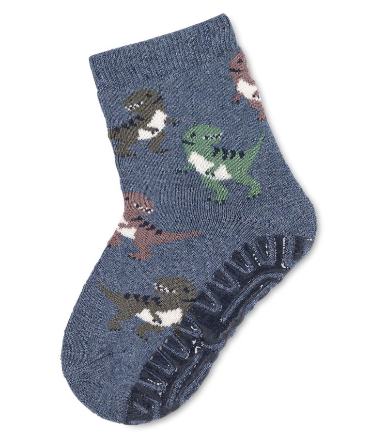Neslystančios frotinės kojinės vaikams guminiu paduku T-REX, SOFT (18-28 dydžiai) Pastelinė mėlyna 386 1