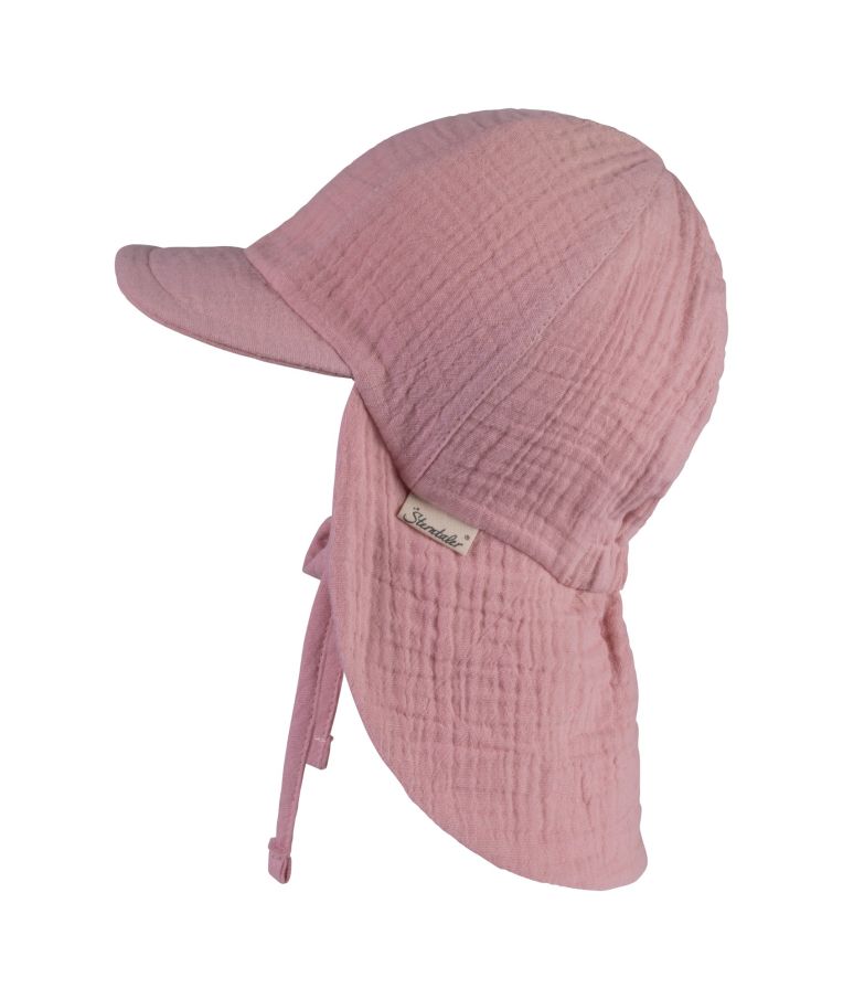 Vienspalvė vaiki&scaron;ka kepurė su kaklo apsauga nuo saulės Antikinė rausva 749 5