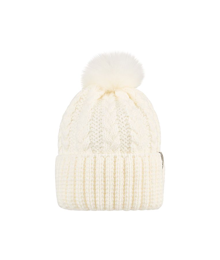 Megzta vaikiška beanie kepurė su bumbulu Balta 908 1