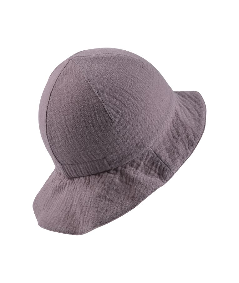 Dvipusė muslino medžiagos kepurė vaikams su kaklo apsauga Švelniai violetinė 600 2