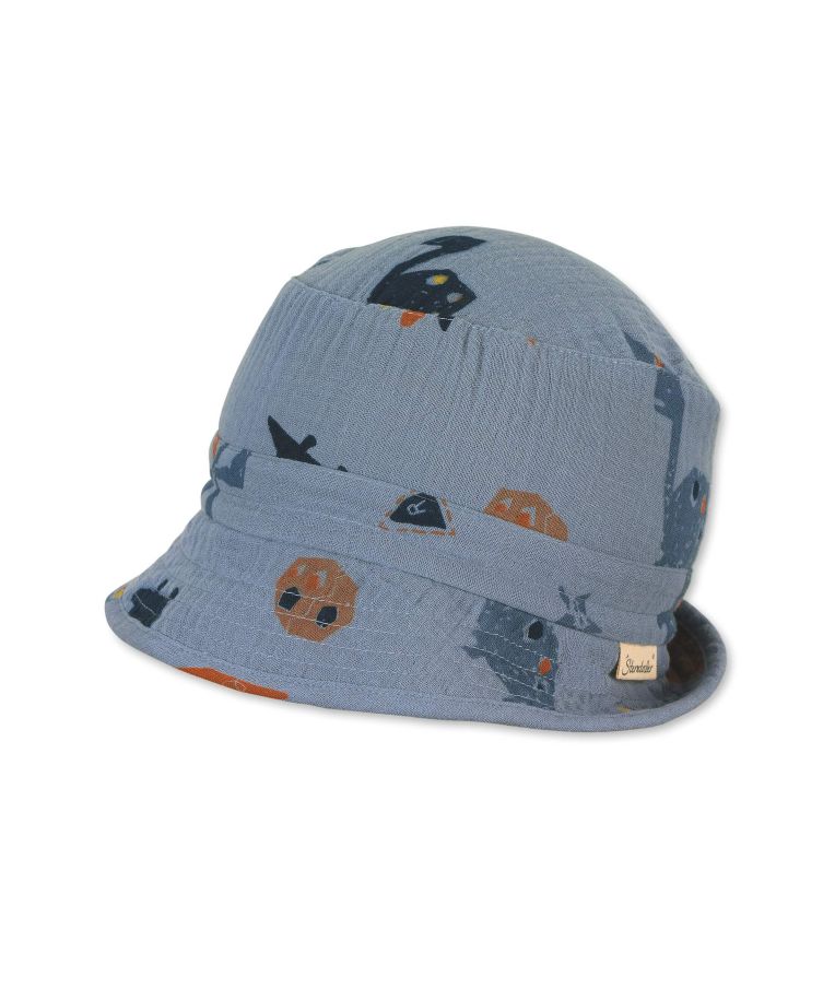  	Vasarinė kepurė vaikams - panama, muslino medžiaga "Dino" 