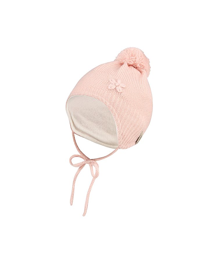 Megzta kepurė kūdikiams Gėlytė Baby pink 731 1