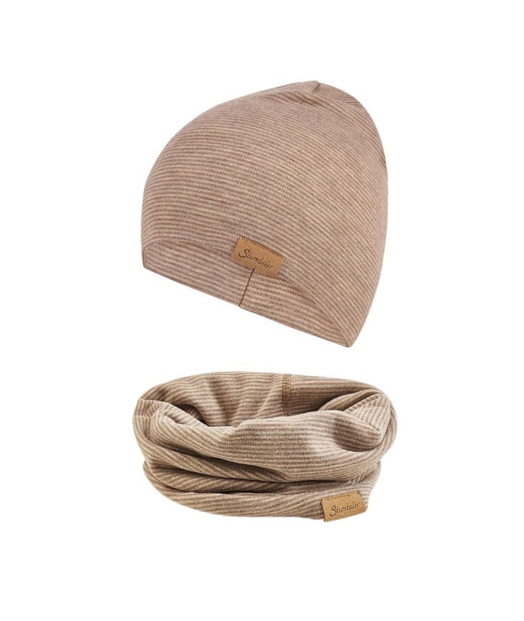 Vaiki&scaron;ka beanie kepurė Dryželiai Žaliai ruda 995 5