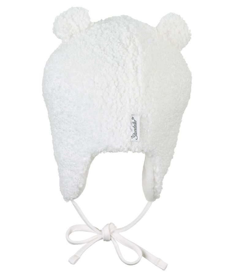 Kepurė kūdikiams ir vaikams Meškiukas Teddy, su pašiltinimu ir raišteliais Balta 908 3