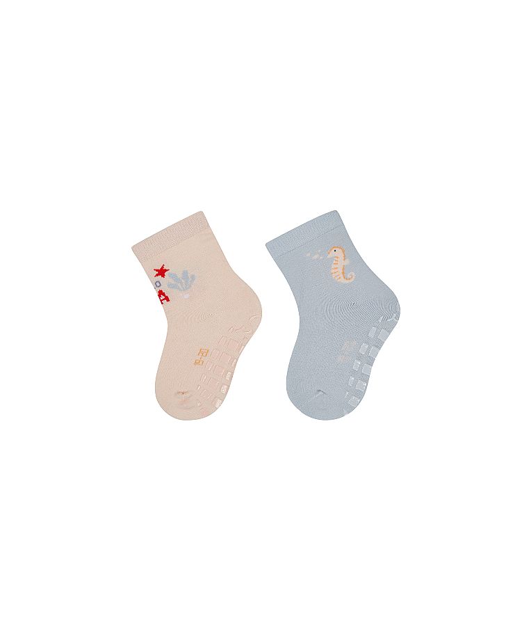 Kojinės vaikams guminiu paduku Hello Sea,  2 poros (18-26 dydžiai) Baby pink 731 1
