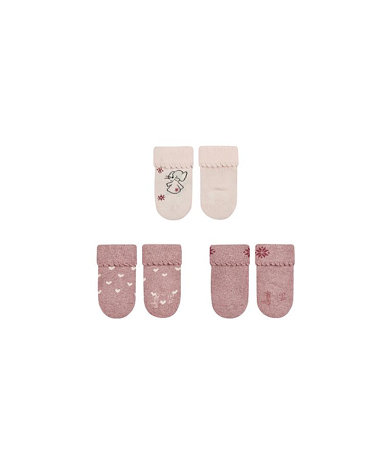 Kojinės kūdikiams Peliukas, 3 poros (16-18 dydžiai), frotinės Baby pink 731 2