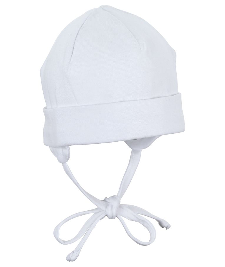 Trikotažinė vaikiška kepuryė su raišteliais Skaisti balta 500 1