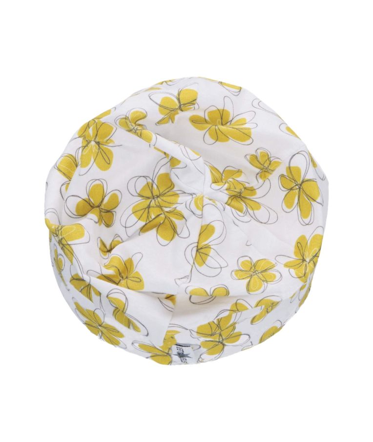 Vienguba vaikiška trikotažinė kepurė Geltonos gėlės Skaisti balta 500 3