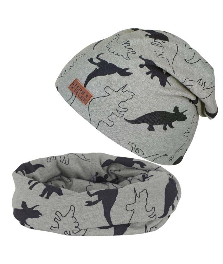 Trikotažinė kaklo mova &bdquo;Dinozaurai&ldquo; &Scaron;viesiai pilka 513 4