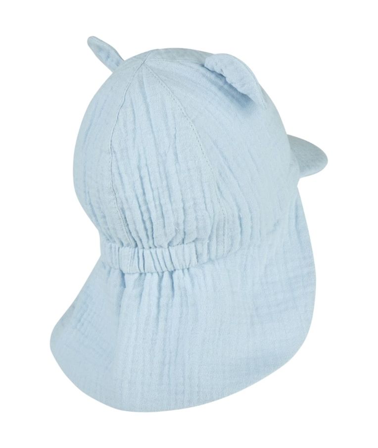 Muslino vaiki&scaron;ka kepurė su kaklo apsauga ir ausytėmis Dangaus melsvumas 313 2