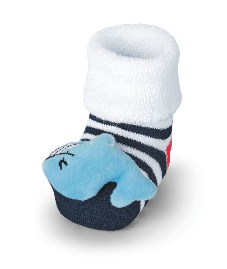 Frotinės vaikiškos kojinės su barškučiu Banginis Tamsiai mėlyna 300 1